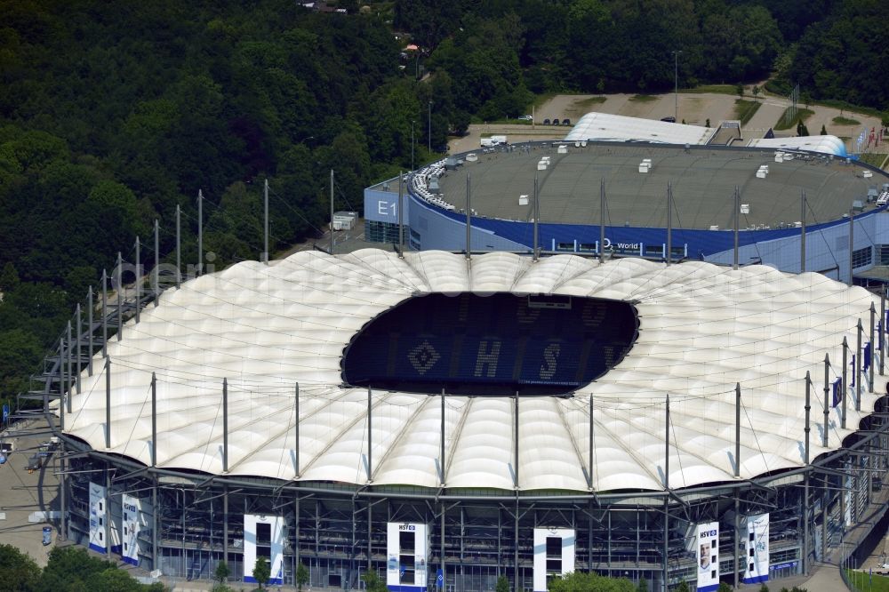 Aerial photograph Hamburg - The stadium Imtech-Arena is the home ground of German Bundesliga club HSV