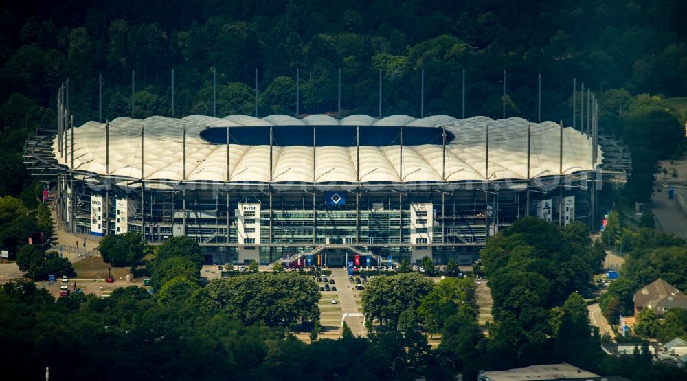 Aerial image Hamburg - The stadium Imtech-Arena is the home ground of German Bundesliga club HSV