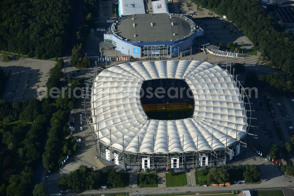 Aerial photograph Hamburg - The stadium Imtech-Arena is the home ground of German Bundesliga club HSV