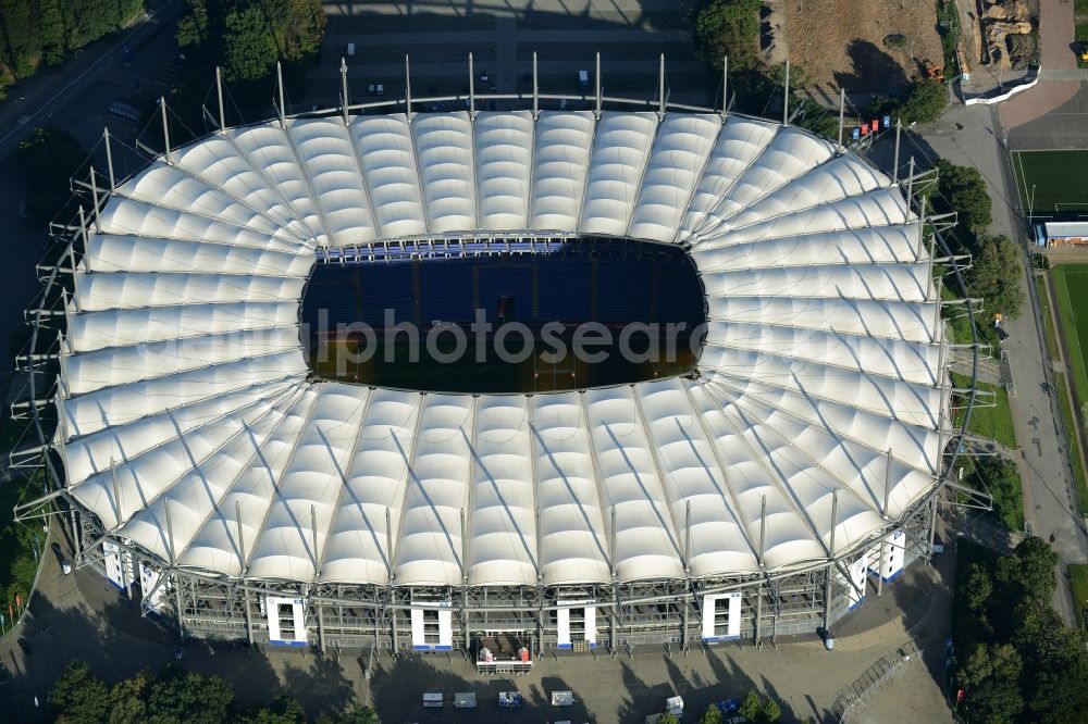 Aerial image Hamburg - The stadium Imtech-Arena is the home ground of German Bundesliga club HSV