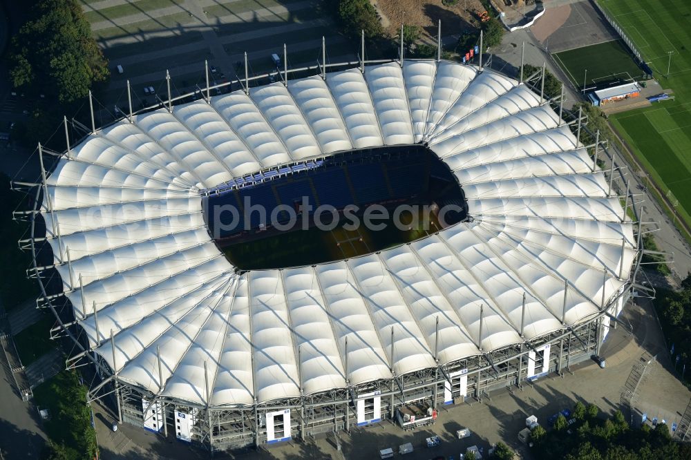 Aerial photograph Hamburg - The stadium Imtech-Arena is the home ground of German Bundesliga club HSV