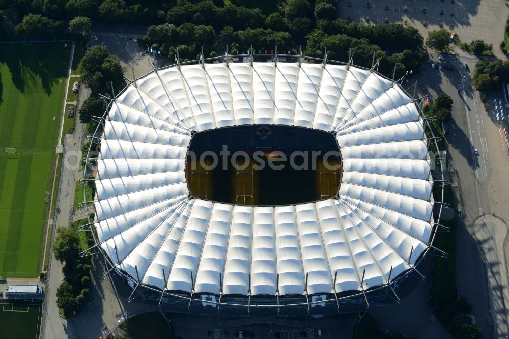 Aerial image Hamburg - The stadium Imtech-Arena is the home ground of German Bundesliga club HSV