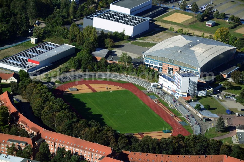 Schwerin from the bird's eye view: Stadium Lambrechtsgrund in Schwerin in Mecklenburg-Western Pomerania