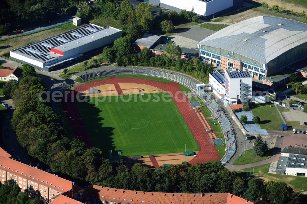 Aerial image Schwerin - Stadium Lambrechtsgrund in Schwerin in Mecklenburg-Western Pomerania