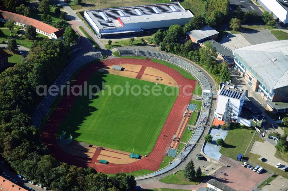 Schwerin from above - Stadium Lambrechtsgrund in Schwerin in Mecklenburg-Western Pomerania