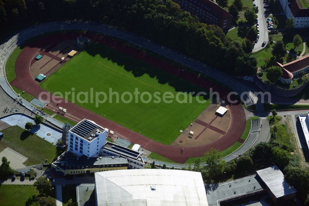 Schwerin from the bird's eye view: Stadium Lambrechtsgrund in Schwerin in Mecklenburg-Western Pomerania