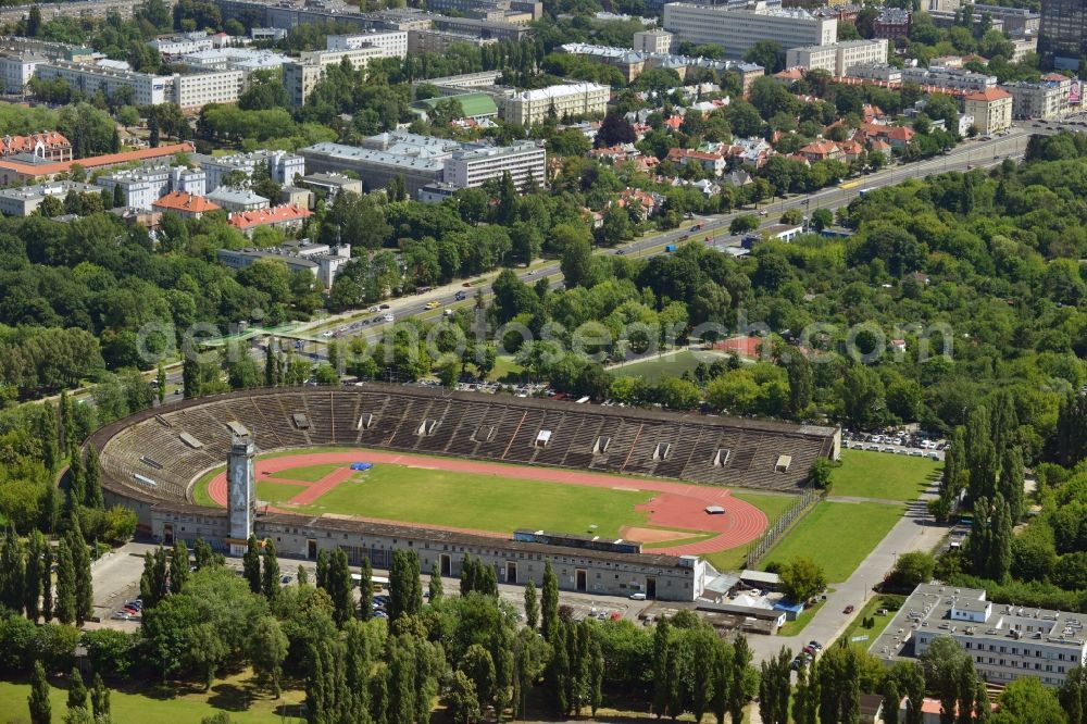 Aerial image Warschau - Stadium lekkoatletyczny RKS Skra at ul Wawelska in Warsaw in Poland