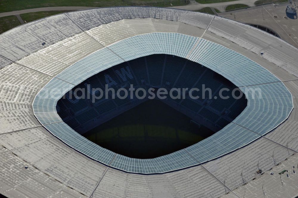 Aerial photograph Wroclaw / Breslau - Das neu errichtete Stadion Miejski in Breslau, Niederschlesien in Polen. Das Fußballstadion ist ein Austragungsort der UEFA Fußball-Europameisterschaft EM 2012. Errichtet wurde der Stadion- Neubau durch das Bauunternehmen MAX Bögl nach Entwürfen des deutschen Architekturbüros JSK. The new built stadium Miejski in Wroclaw, Lower Silesia in Poland. The soccer stadium is a venue for the UEFA European Football Championship 2012. The stadium was built by the construction company Max Bögl designed by the German architects JSK.