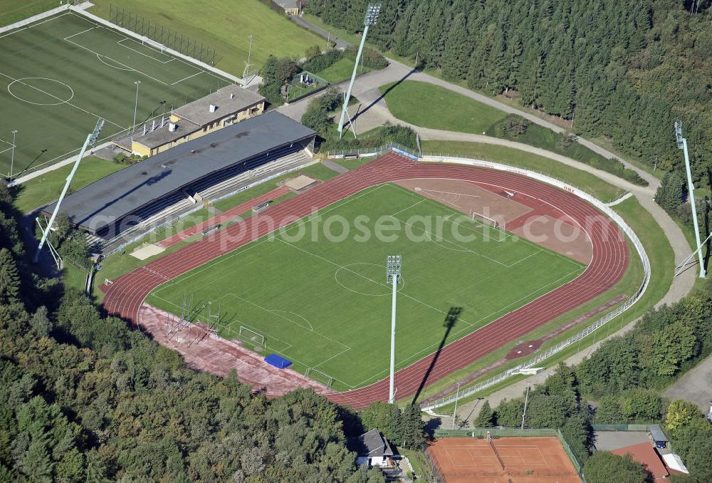 Aerial image Lüdenscheid - Das Stadion Nattenberg in Lüdenscheid. Das kombinierte Fußball- und Leichtathletikstadion wurde 1972 errichtet und bietet Platz für 17.000 Zuschauer. The stadium Nattenberg in Ludenscheid. The combined football and athletics stadium was built in 1972 and has room for 17,000 spectators.