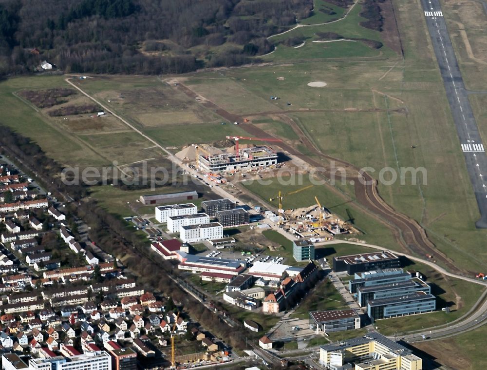 Freiburg im Breisgau from above - Construction site for the new sports Arena of SC Freiburg in Freiburg im Breisgau in the state Baden-Wuerttemberg, Germany