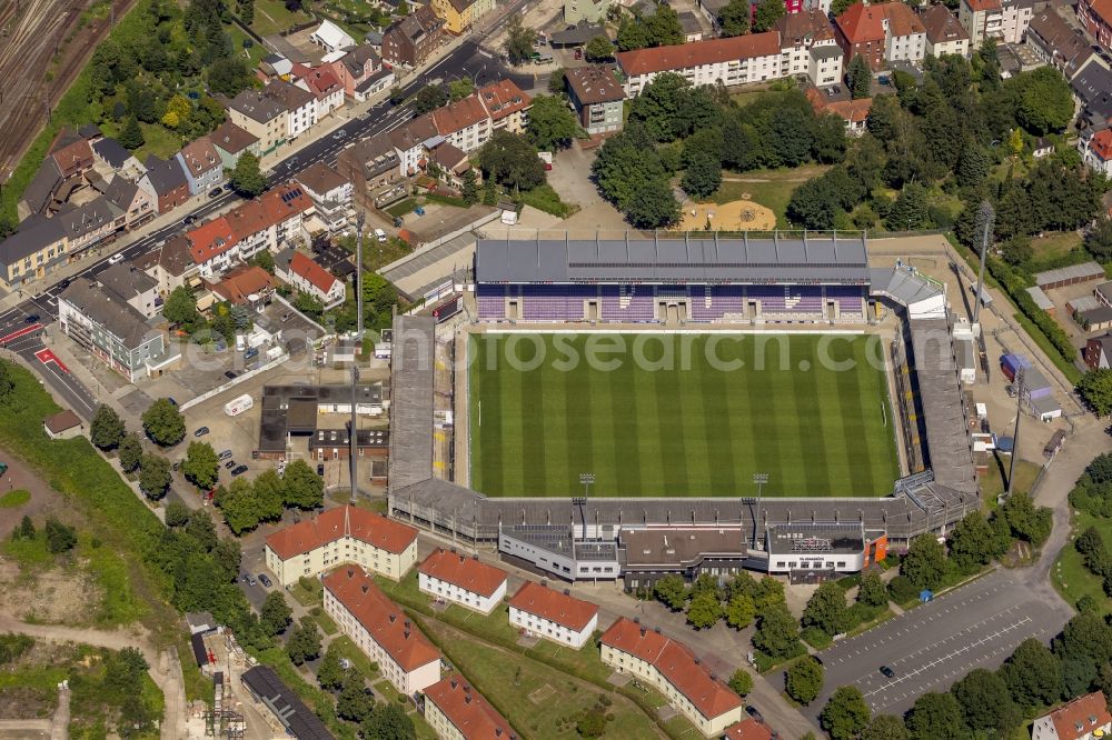 Osnabrück from above - Osnatel-ARENA Stadium (formerly Stadium at Bremen bridge or Piepenbrock Stadium) in Osnabrück in Lower Saxony