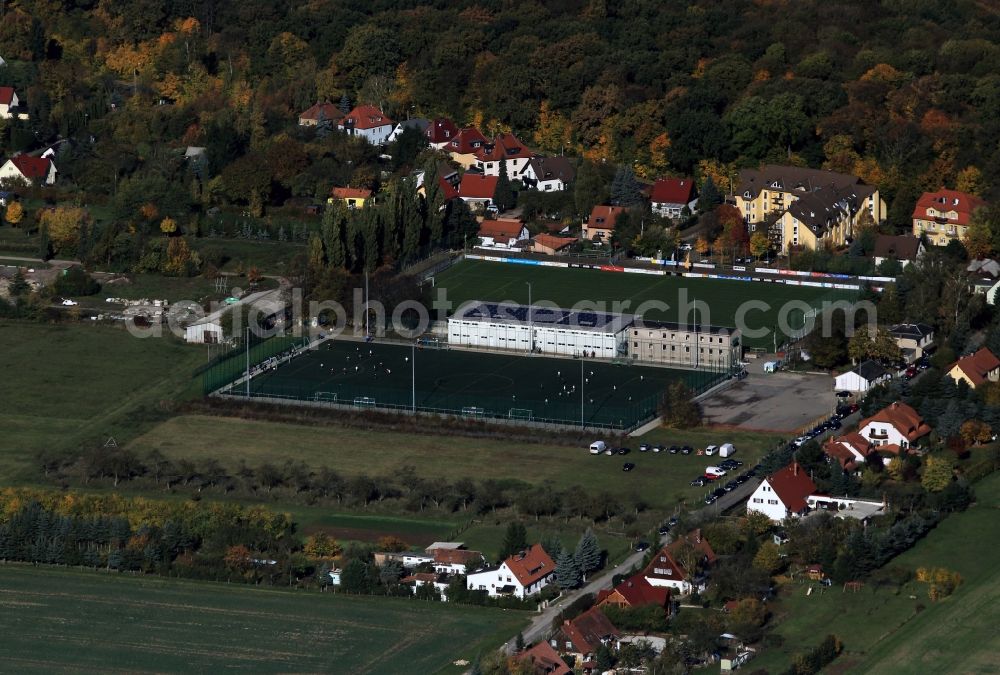 Weimar from the bird's eye view: Stadium and sports field near the mountain Lindenberg in Weimar in Thuringia