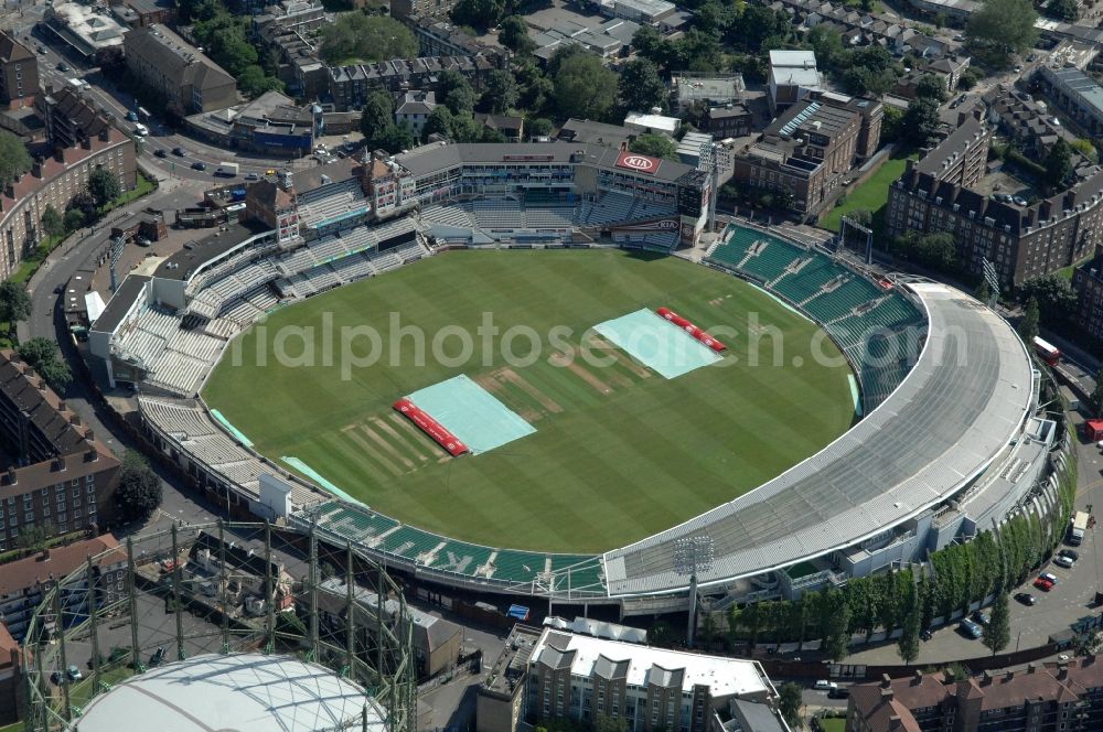 Aerial image London - The Kia Oval Stadium is an international cricket ground in Kennington and the home ground of Surrey County Cricket Club of England, Great Britain