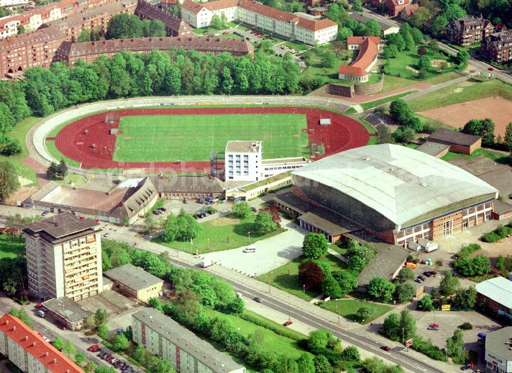 Aerial photograph Schwerin - Stadion und Stadthalle Schwerin SCHWERIN 10.Mai 2002