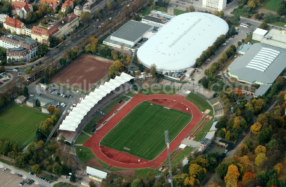 Aerial photograph Erfurt - View of the stadium Erfurt, the play place of the FC red white Erfurt