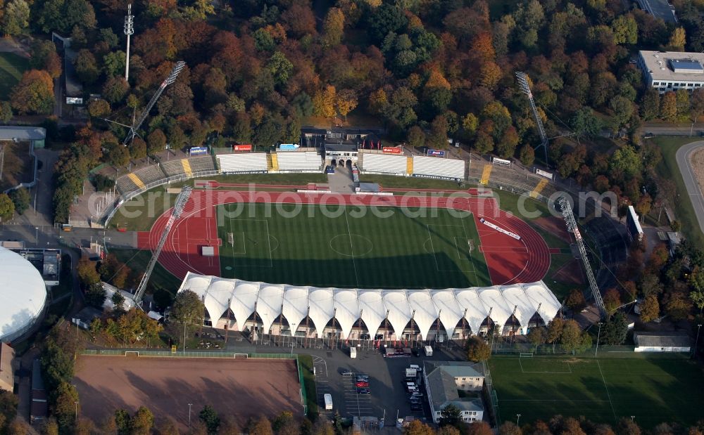 Erfurt from above - View of the stadium Erfurt, the play place of the FC red white Erfurt