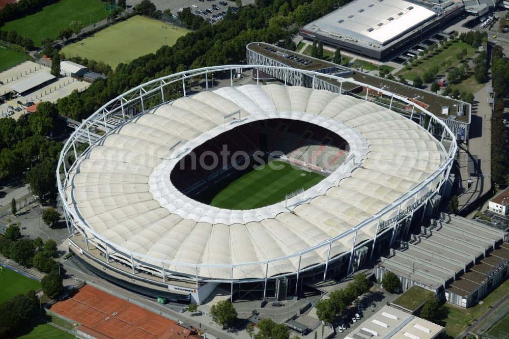 Stuttgart from above - Sports facility grounds of the Arena stadium in Stuttgart in the state Baden-Wuerttemberg