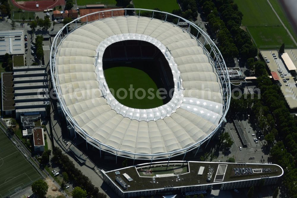 Aerial image Stuttgart - Sports facility grounds of the Arena stadium in Stuttgart in the state Baden-Wuerttemberg