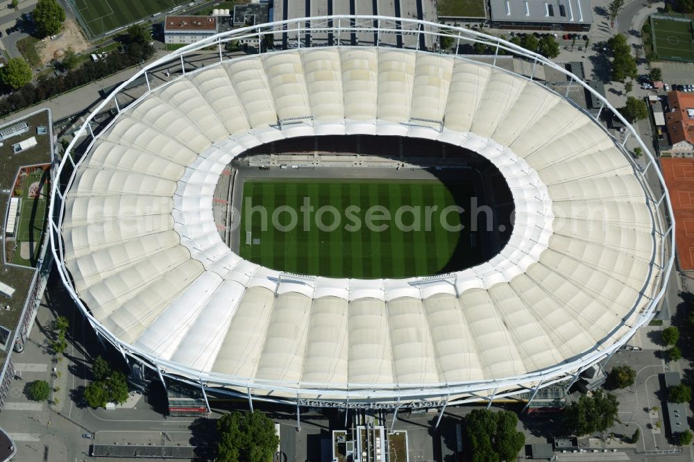 Stuttgart from above - Sports facility grounds of the Arena stadium in Stuttgart in the state Baden-Wuerttemberg