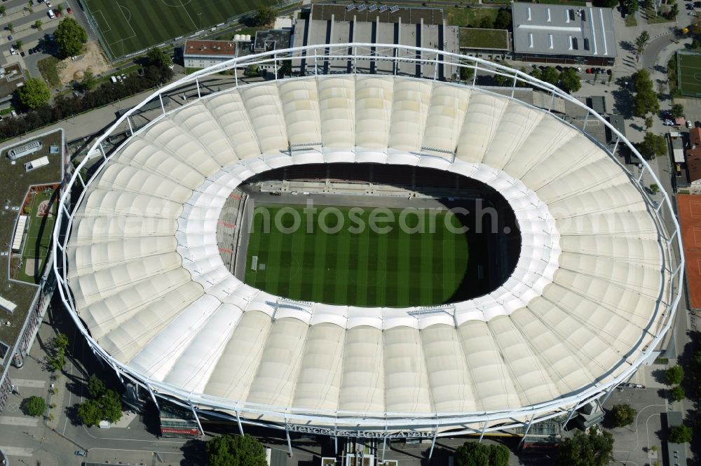 Stuttgart from the bird's eye view: Sports facility grounds of the Arena stadium in Stuttgart in the state Baden-Wuerttemberg