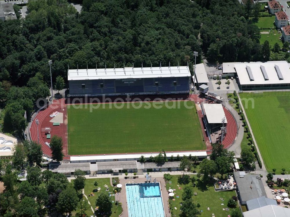 Aerial photograph Burghausen - Blick auf das Stadion in Burghausen