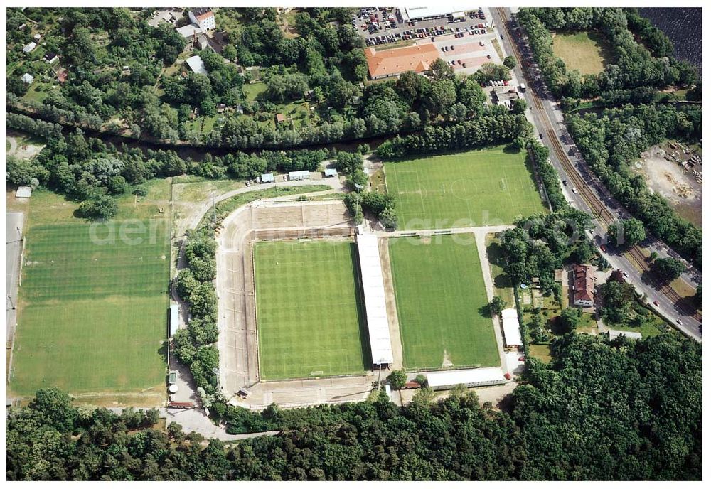 Berlin - Köpenick from above - Stadion an der Wuhlheide - Sitz des 1. FC UNION in Berlin - Köpenick.