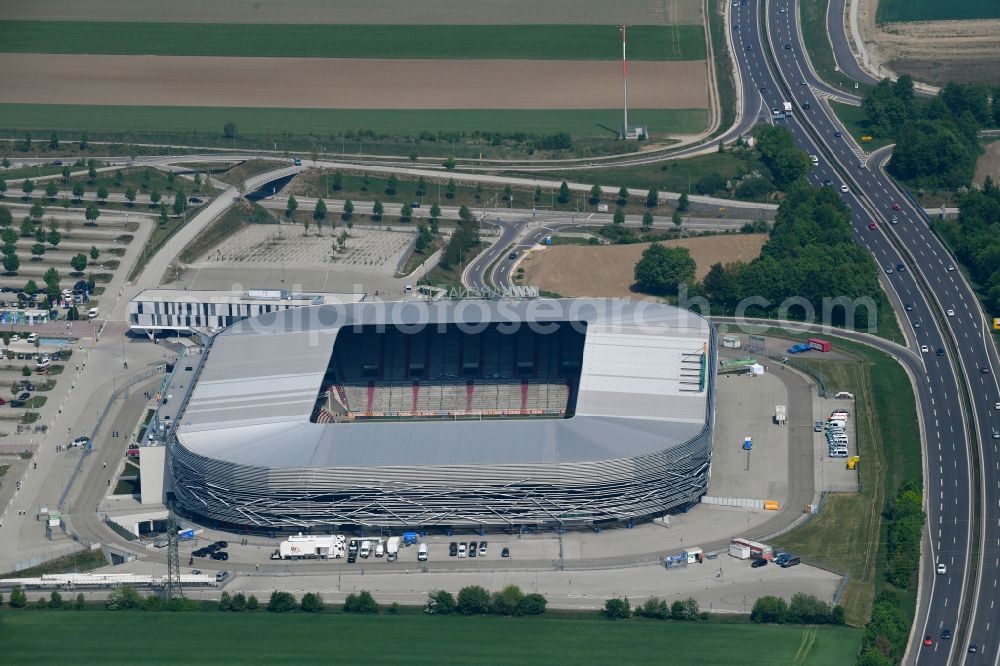 Augsburg from the bird's eye view: WWK formerly SGL Arena stadium of the football club FC Augsburg in Bavaria, Germany