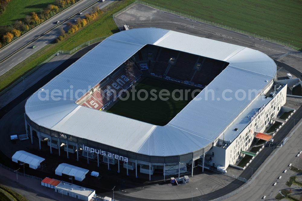 Aerial photograph Augsburg - WWK formerly SGL Arena stadium of the football club FC Augsburg in Bavaria, Germany