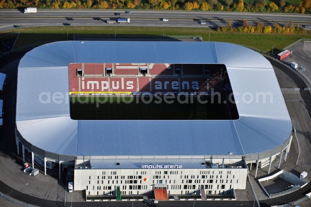 Augsburg from above - WWK formerly SGL Arena stadium of the football club FC Augsburg in Bavaria, Germany