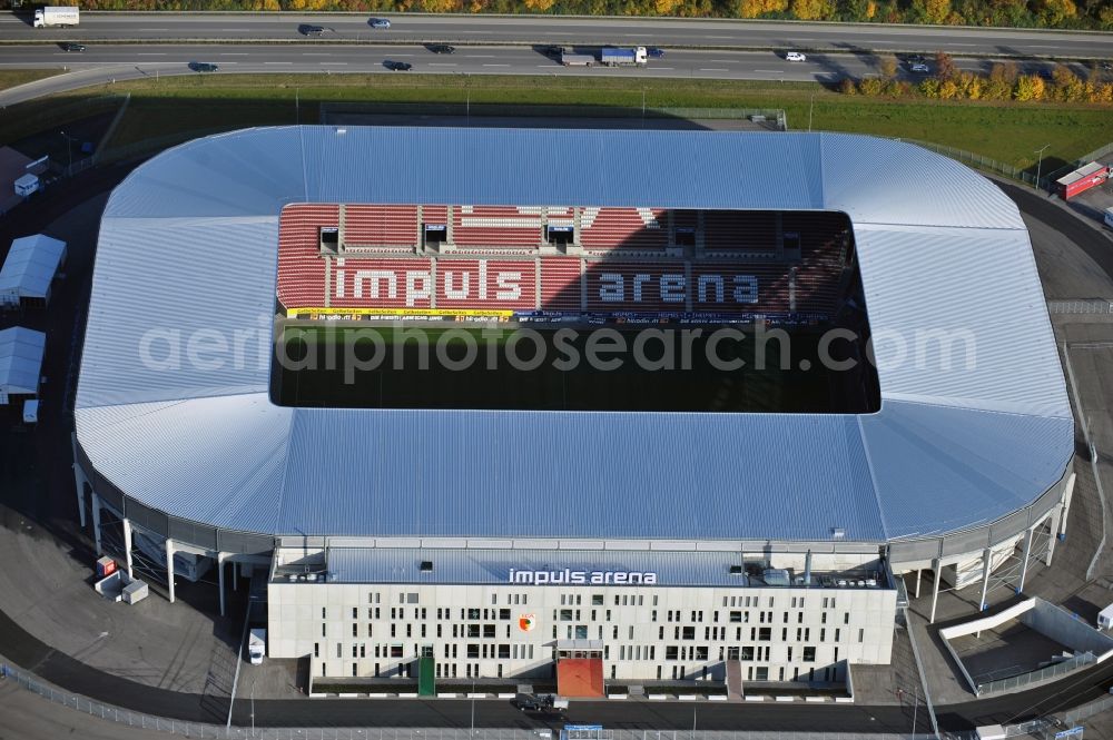 Augsburg from the bird's eye view: WWK formerly SGL Arena stadium of the football club FC Augsburg in Bavaria, Germany