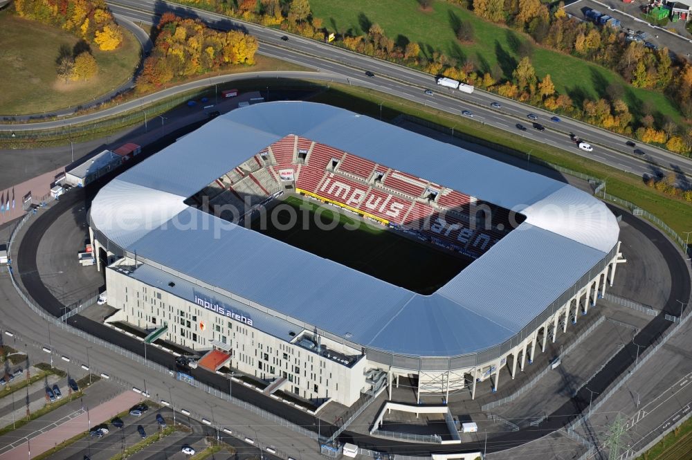 Aerial photograph Augsburg - WWK formerly SGL Arena stadium of the football club FC Augsburg in Bavaria, Germany