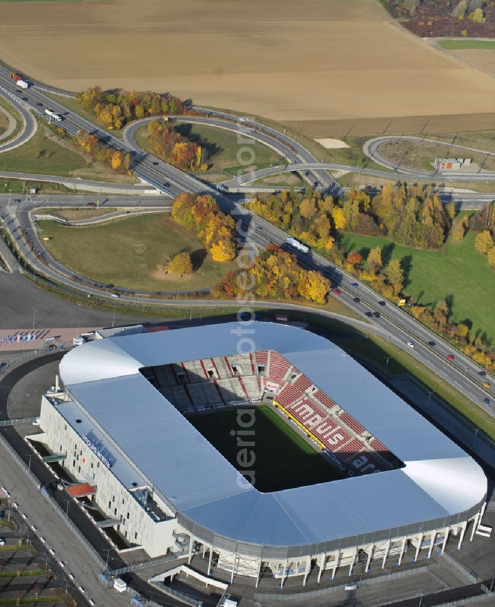 Aerial image Augsburg - WWK formerly SGL Arena stadium of the football club FC Augsburg in Bavaria, Germany