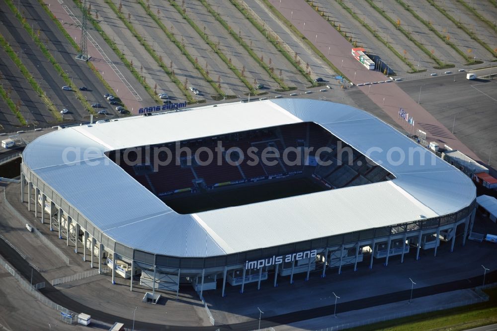 Augsburg from the bird's eye view: WWK formerly SGL Arena stadium of the football club FC Augsburg in Bavaria, Germany