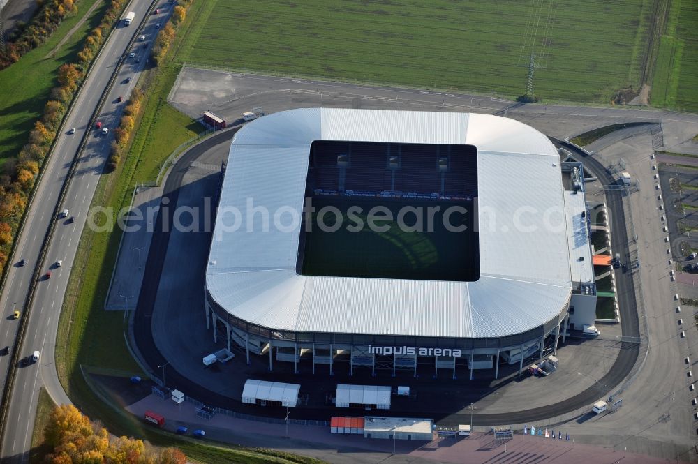 Aerial image Augsburg - WWK formerly SGL Arena stadium of the football club FC Augsburg in Bavaria, Germany