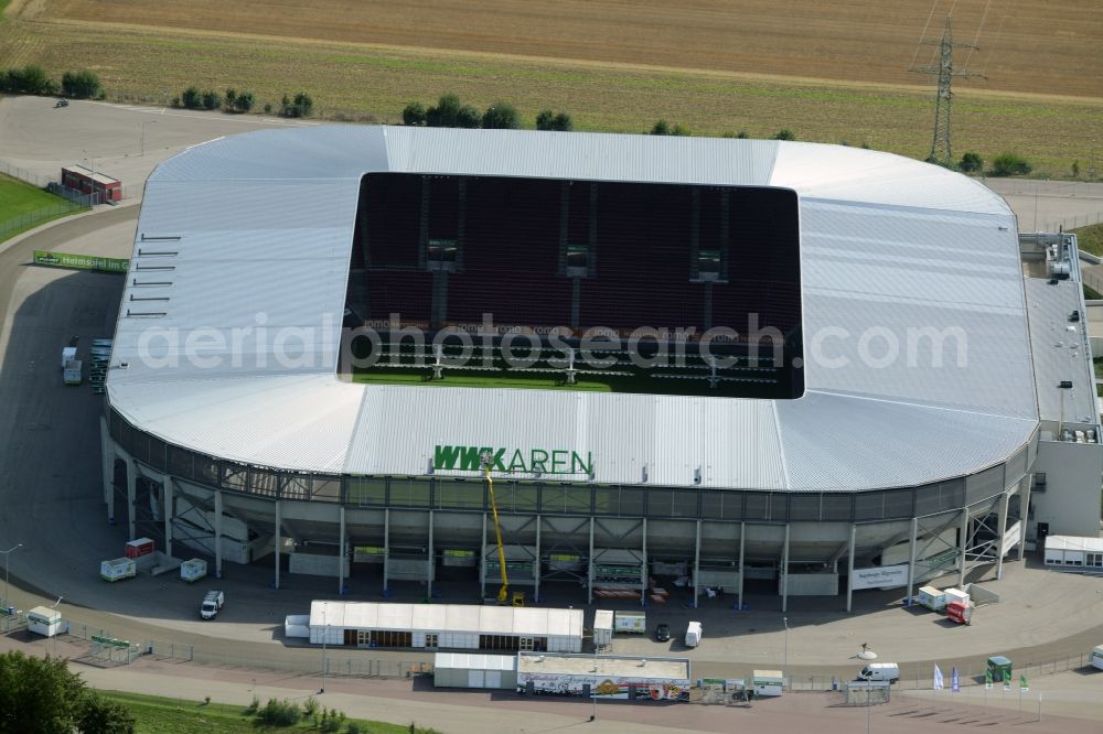 Aerial image Augsburg - WWK formerly SGL Arena stadium of the football club FC Augsburg in Bavaria, Germany