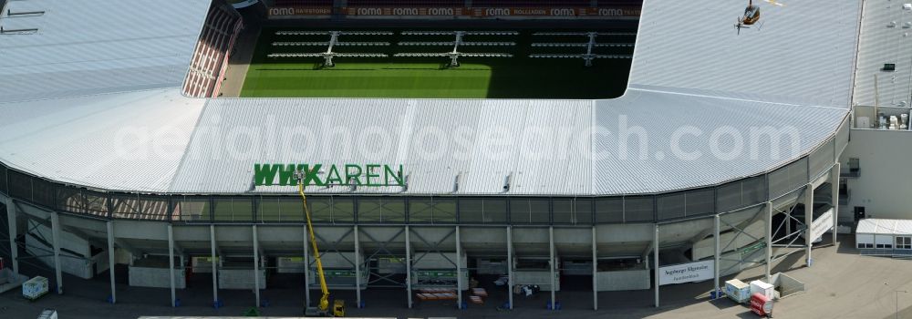 Aerial photograph Augsburg - WWK formerly SGL Arena stadium of the football club FC Augsburg in Bavaria, Germany