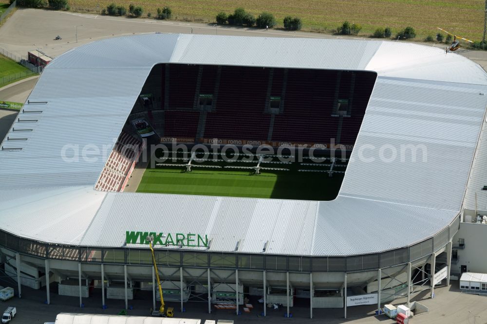 Augsburg from above - WWK formerly SGL Arena stadium of the football club FC Augsburg in Bavaria, Germany