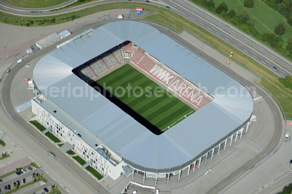 Augsburg from the bird's eye view: WWK formerly SGL Arena stadium of the football club FC Augsburg in Bavaria, Germany