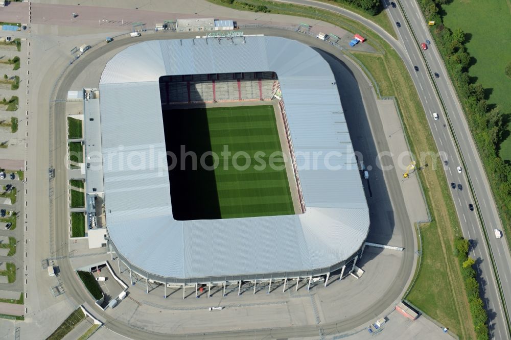 Aerial photograph Augsburg - WWK formerly SGL Arena stadium of the football club FC Augsburg in Bavaria, Germany