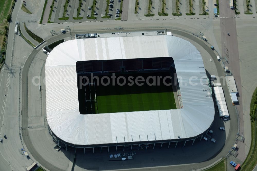 Aerial image Augsburg - WWK formerly SGL Arena stadium of the football club FC Augsburg in Bavaria, Germany