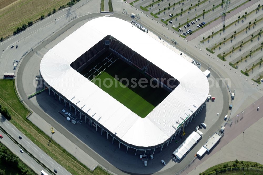 Augsburg from above - WWK formerly SGL Arena stadium of the football club FC Augsburg in Bavaria, Germany