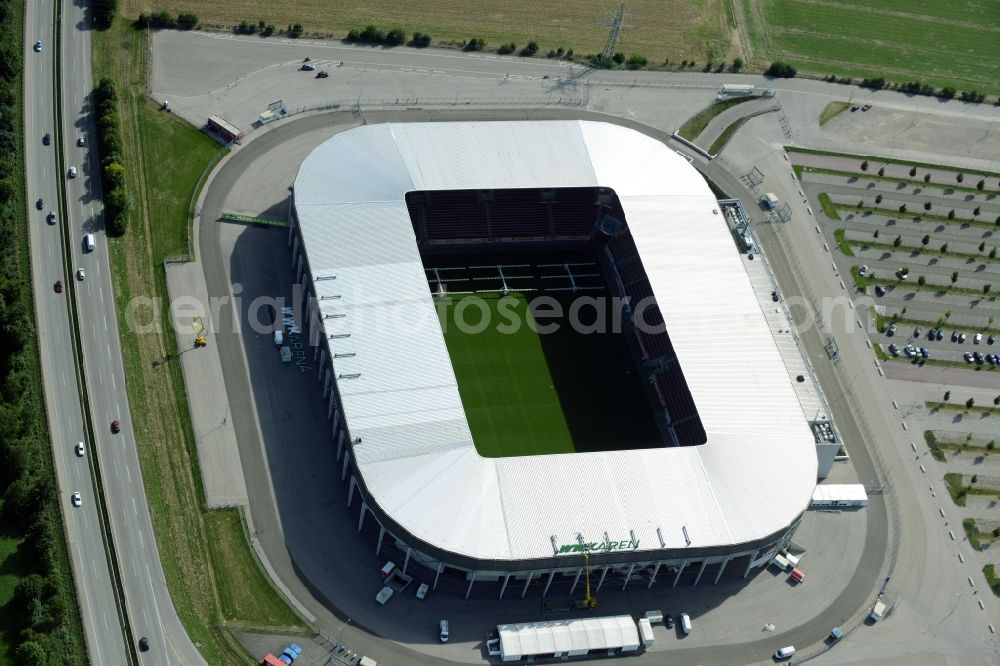 Aerial image Augsburg - WWK formerly SGL Arena stadium of the football club FC Augsburg in Bavaria, Germany