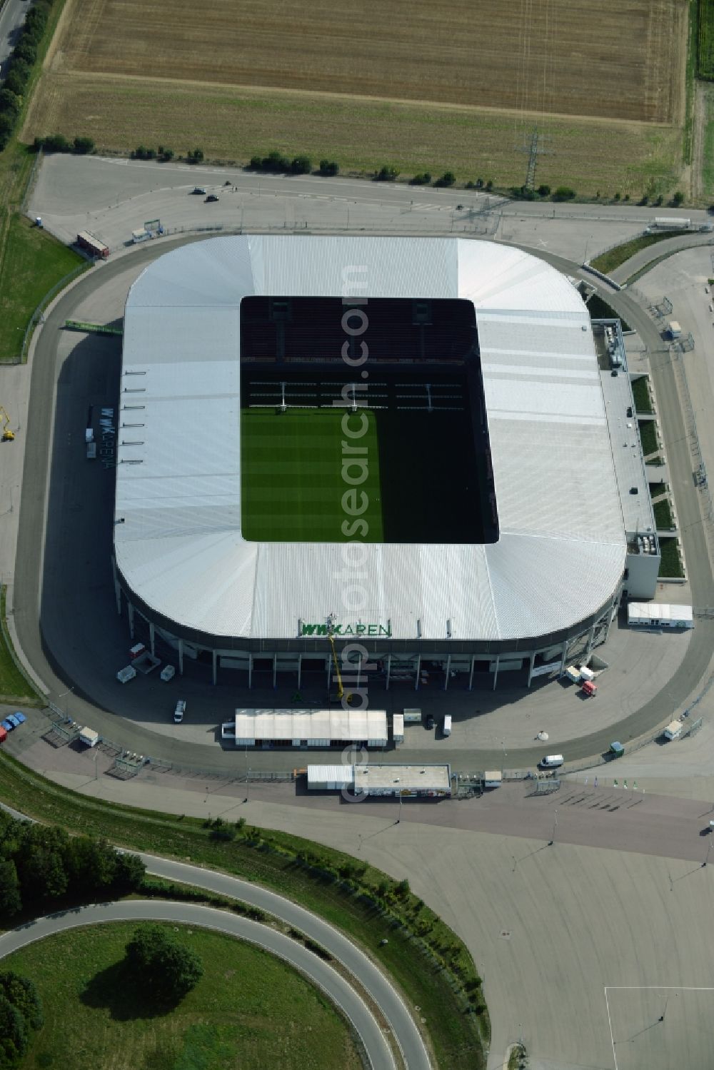 Augsburg from above - WWK formerly SGL Arena stadium of the football club FC Augsburg in Bavaria, Germany