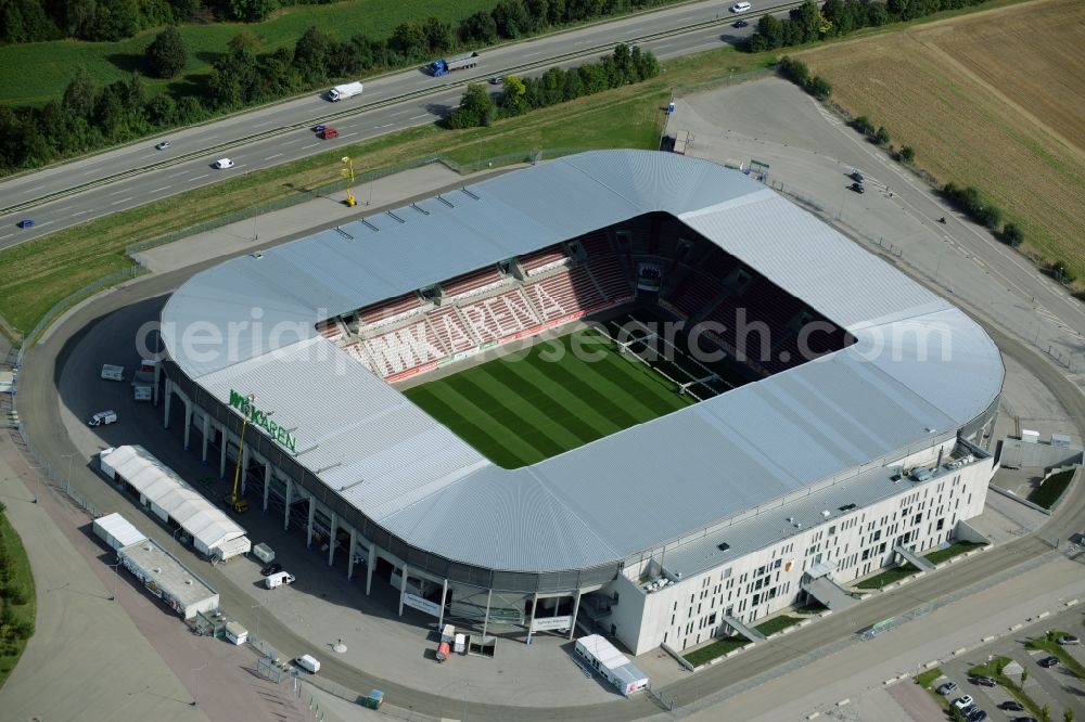 Aerial photograph Augsburg - WWK formerly SGL Arena stadium of the football club FC Augsburg in Bavaria, Germany