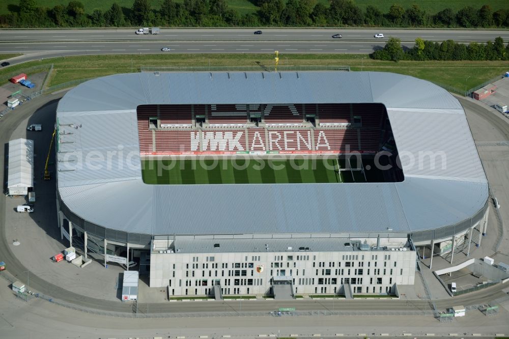 Augsburg from above - WWK formerly SGL Arena stadium of the football club FC Augsburg in Bavaria, Germany