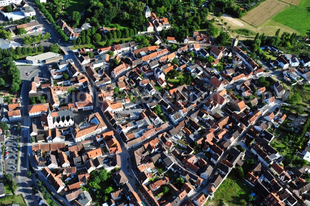 Aerial image Babenhausen - View of the old town and downtown of Babenhausen in the state of Hesse