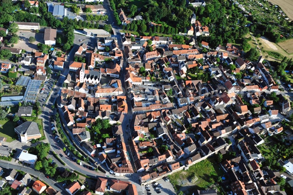 Aerial photograph Babenhausen - View of the old town and downtown of Babenhausen in the state of Hesse