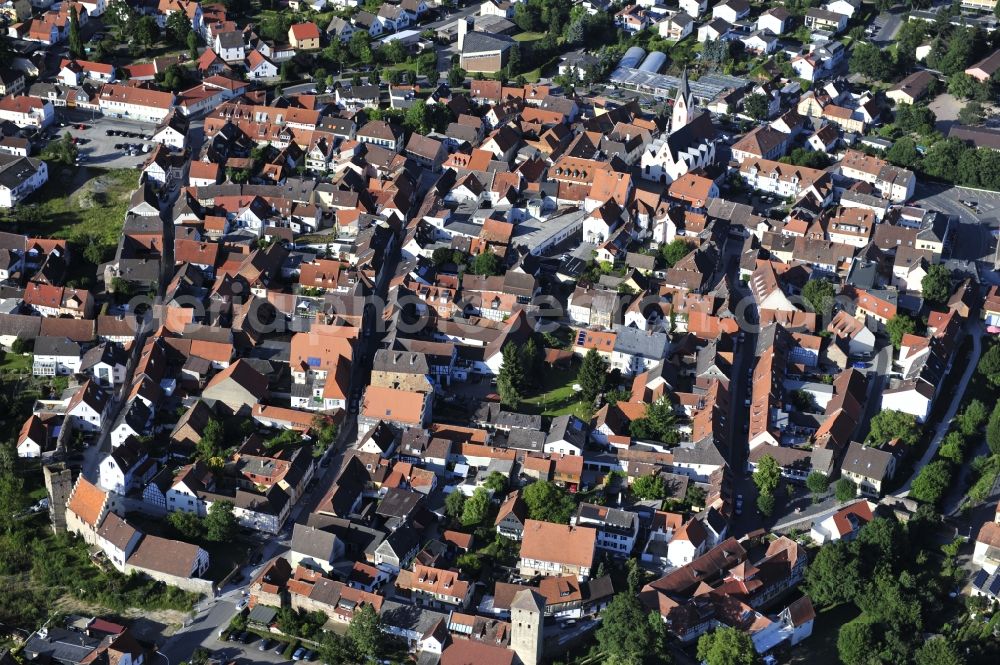 Aerial photograph Babenhausen - View of the old town and downtown of Babenhausen in the state of Hesse