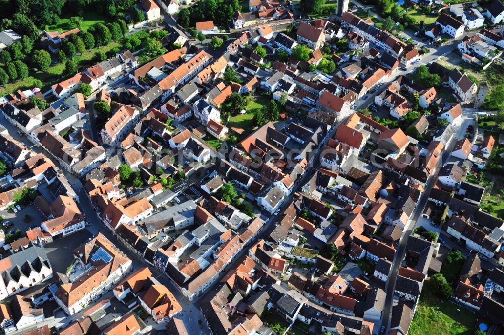 Babenhausen from above - View of the old town and downtown of Babenhausen in the state of Hesse