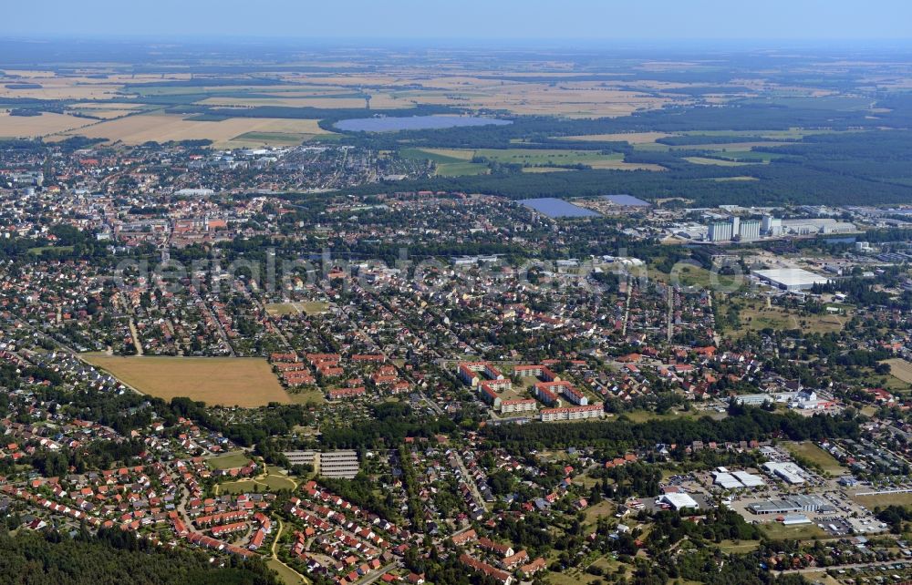 Aerial image Fürstenwalde - Cityscape the cathedral city Fürstenwalde of the state Brandenburg. Among the three districts of middle, north and south